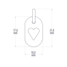 Dimensions du pendentif de baptême CORAZON de la collection de bijoux pour enfants MIKADO.