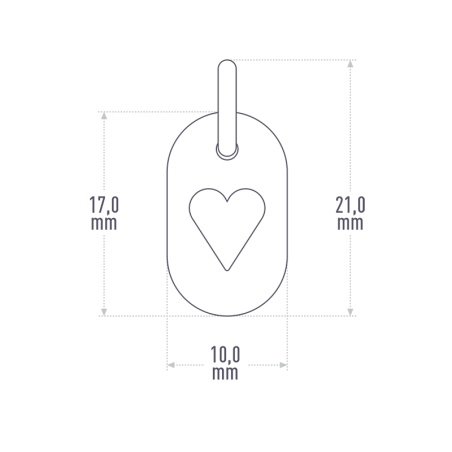 Dimensions de la médaille de baptême CORAZON de la collection de bijoux pour enfants MIKADO.