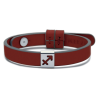 Bracelet signe astrologique ASTRO SAGITTAIRE sur cuir simple cerise de la collection de bijoux pour enfants MIKADO.