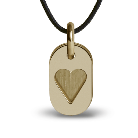 Pendentif de baptême CORAZON en or jaune sur cordon de la collection de bijoux pour enfants MIKADO.