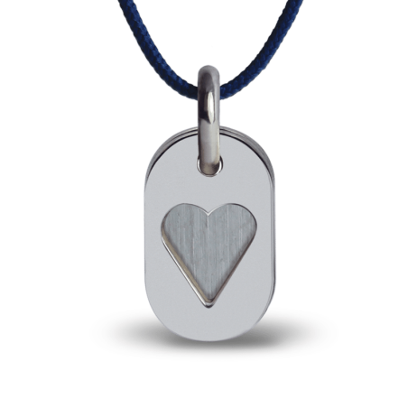 Médaille de baptême CORAZON or blanc sur cordon de la collection de bijoux pour enfants MIKADO.