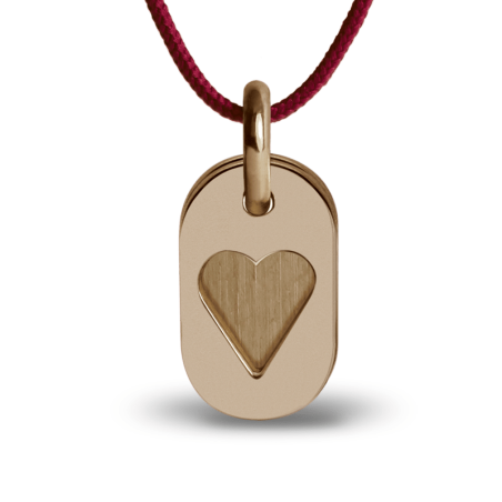 Pendentif de baptême CORAZON or rose sur cordon de la collection de bijoux pour enfants MIKADO.
