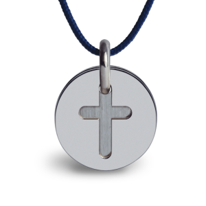 Medaille de bapteme croix - or blanc 750 (18 carats)