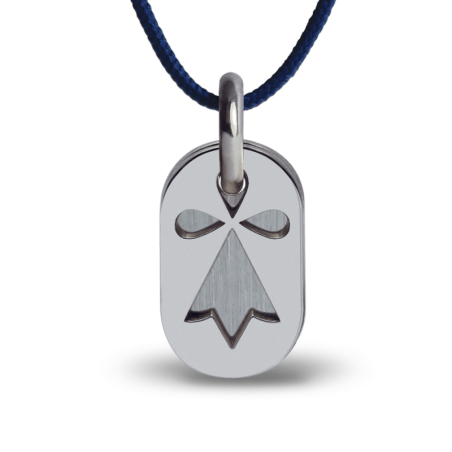 Médaille de baptême ERMINI or blanc sur cordon de la collection de bijoux pour enfants MIKADO.