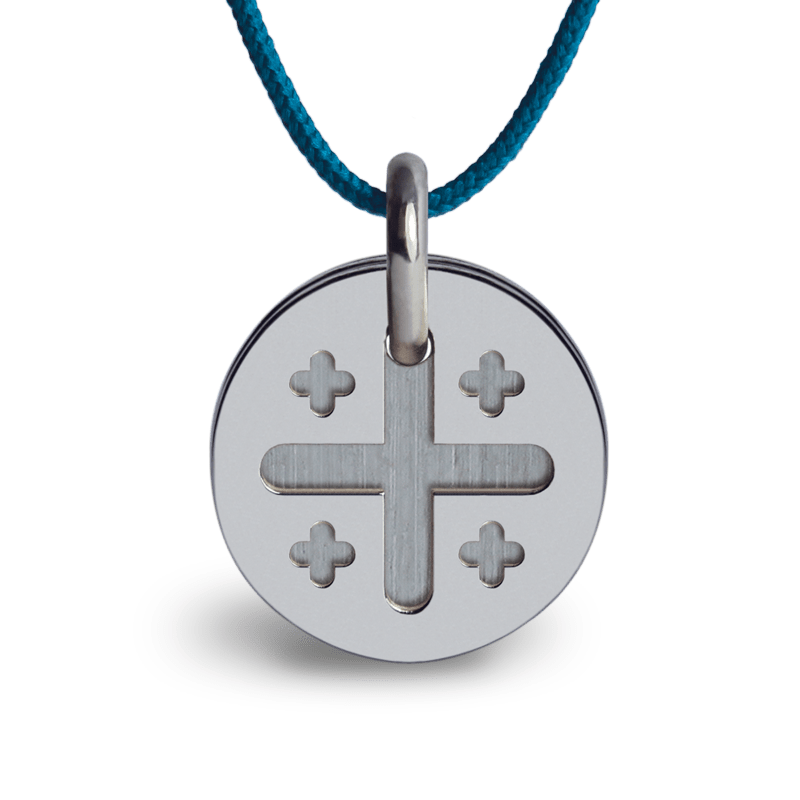 Médaille de baptême JERUSALEM argent sur cordon de la collection de bijoux pour enfants MIKADO. Médaille de baptême JERUSALEM argent sur cordon de la collection de bijoux pour enfants MIKADO.