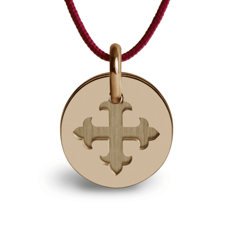 Médaille de baptême ROYAL or rose sur cordon de la collection de bijoux pour enfants MIKADO.