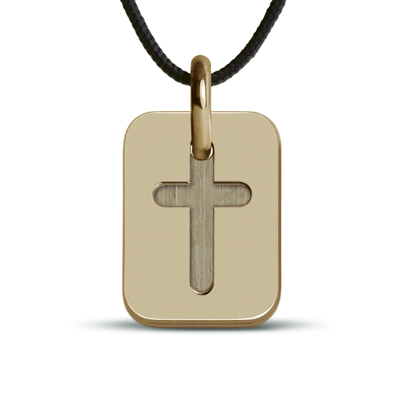 Pendentif de baptême HALLELUJAH or jaune sur cordon de la collection de bijoux pour enfants MIKADO.