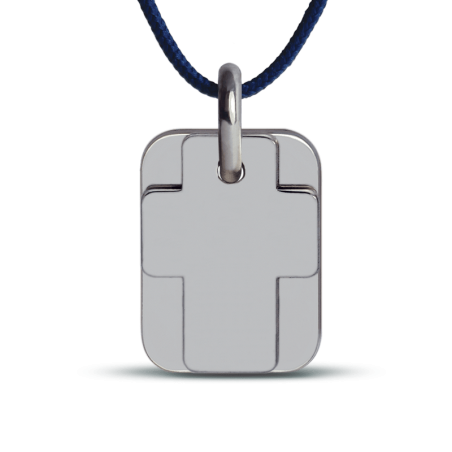 Pendentif de baptême GOSPEL or blanc sur cordon de la collection de bijoux pour enfants MIKADO.