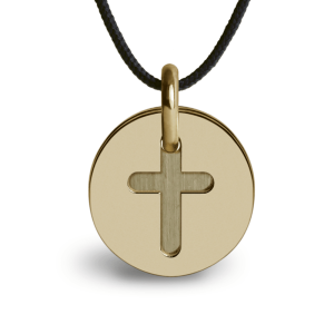 Medaille de bapteme croix - or jaune 750 (18 carats)