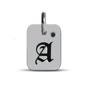 Pendentif lettre initiale enfant diamant noir - or blanc 750 (18 carats)