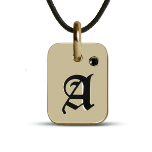 Pendentif lettre initiale enfant diamant noir - or jaune 750 (18 carats)