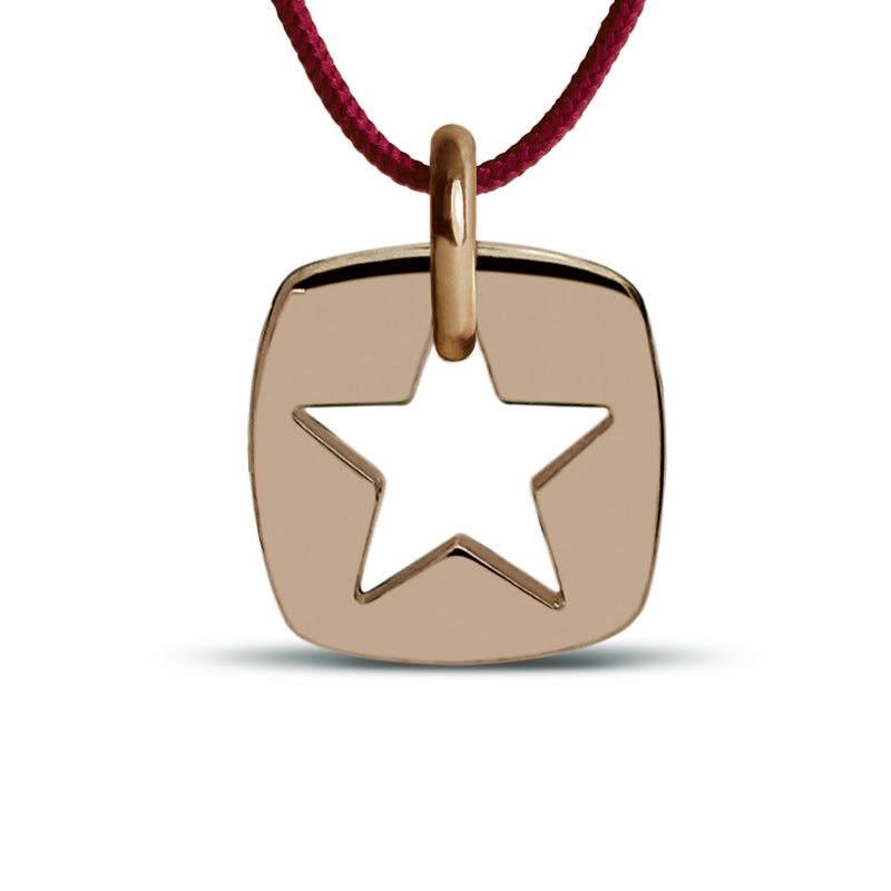 Pendentif CHE en or rose 750 millièmes sur cordon de la collection de bijoux pour enfants MIKADO.