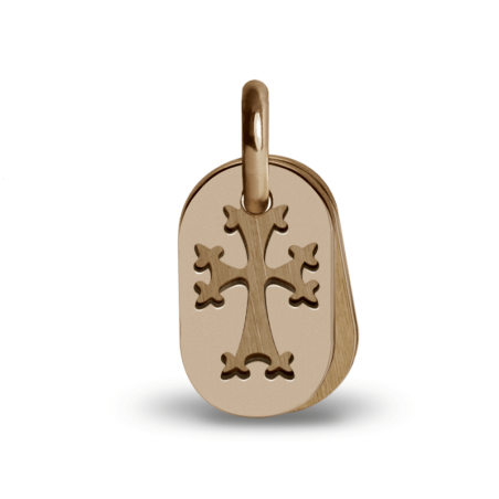 Pendentif croix arménienne de baptême KHACHKHAR en or rose de la collection de bijoux pour enfants MIKADO.