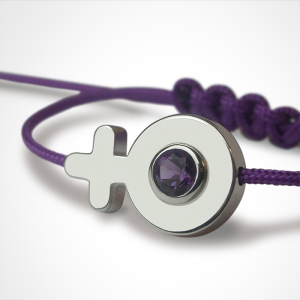 SEX SYMBOL GIRL amethyst bracelet in 750 white gold and cherry cord by the jewellery collection for children MIKADO. SEX SYMBOL GIRL amethyst bracelet in 750 white gold and cherry cord by the jewellery collection for children MIKADO.