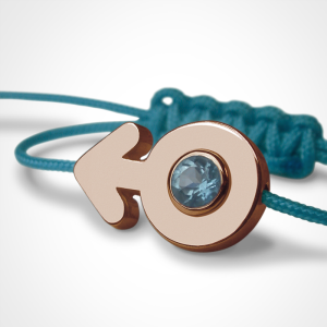 SEX SYMBOL BOY blue topaz bracelet in 750 pink gold and blue cord by the jewellery collection for children MIKADO. SEX SYMBOL BOY blue topaz bracelet in 750 pink gold and blue cord by the jewellery collection for children MIKADO.